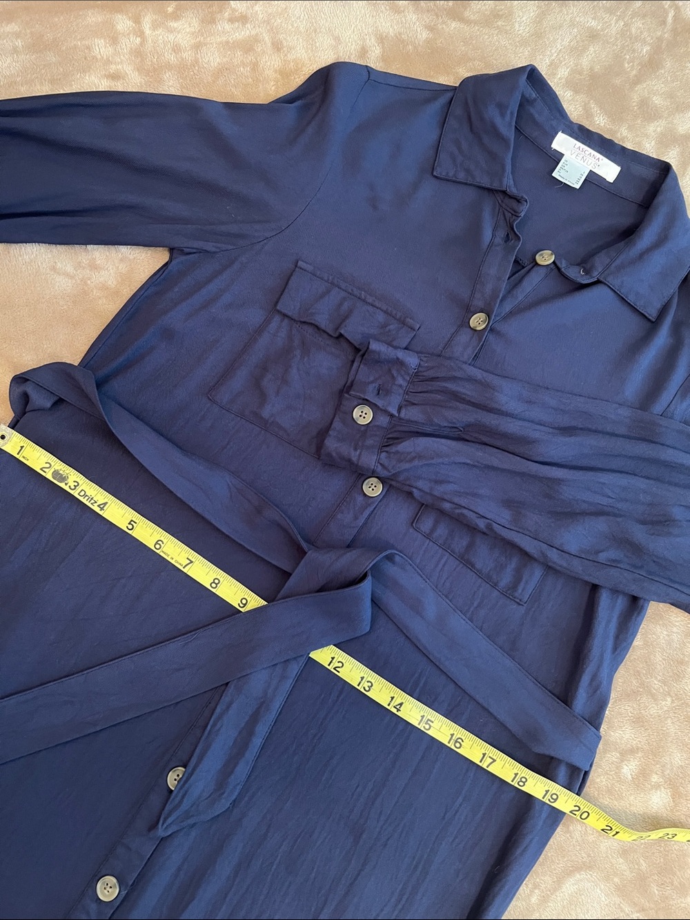 Navy Blue Utility Belted Button Front Shirt Dress in Sz. Small - Picture 5 of 9